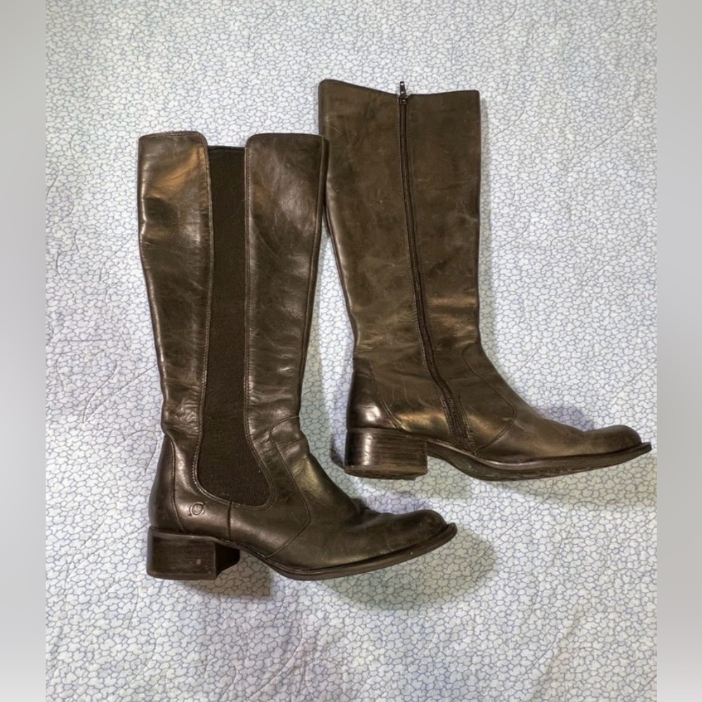 Born Black Leather Knee-High Boots Womens 8.5 / 40